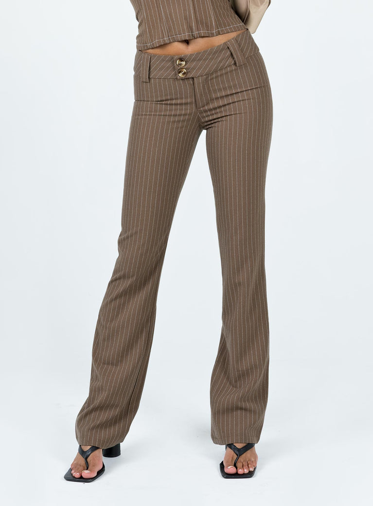 Abba Low Rise Trouser in Black Pinstripe Tailoring