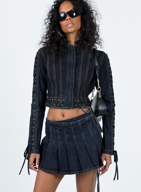 product Camelia Pleat Mini Dark Denim Princess Polly  Mini Skirts 