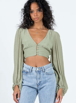 product Princess Polly Full Sleeves Square Neck  Castlereagh Top Green