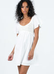 Princess Polly Scoop Neck  Derena Crochet Bust Mini Dress White