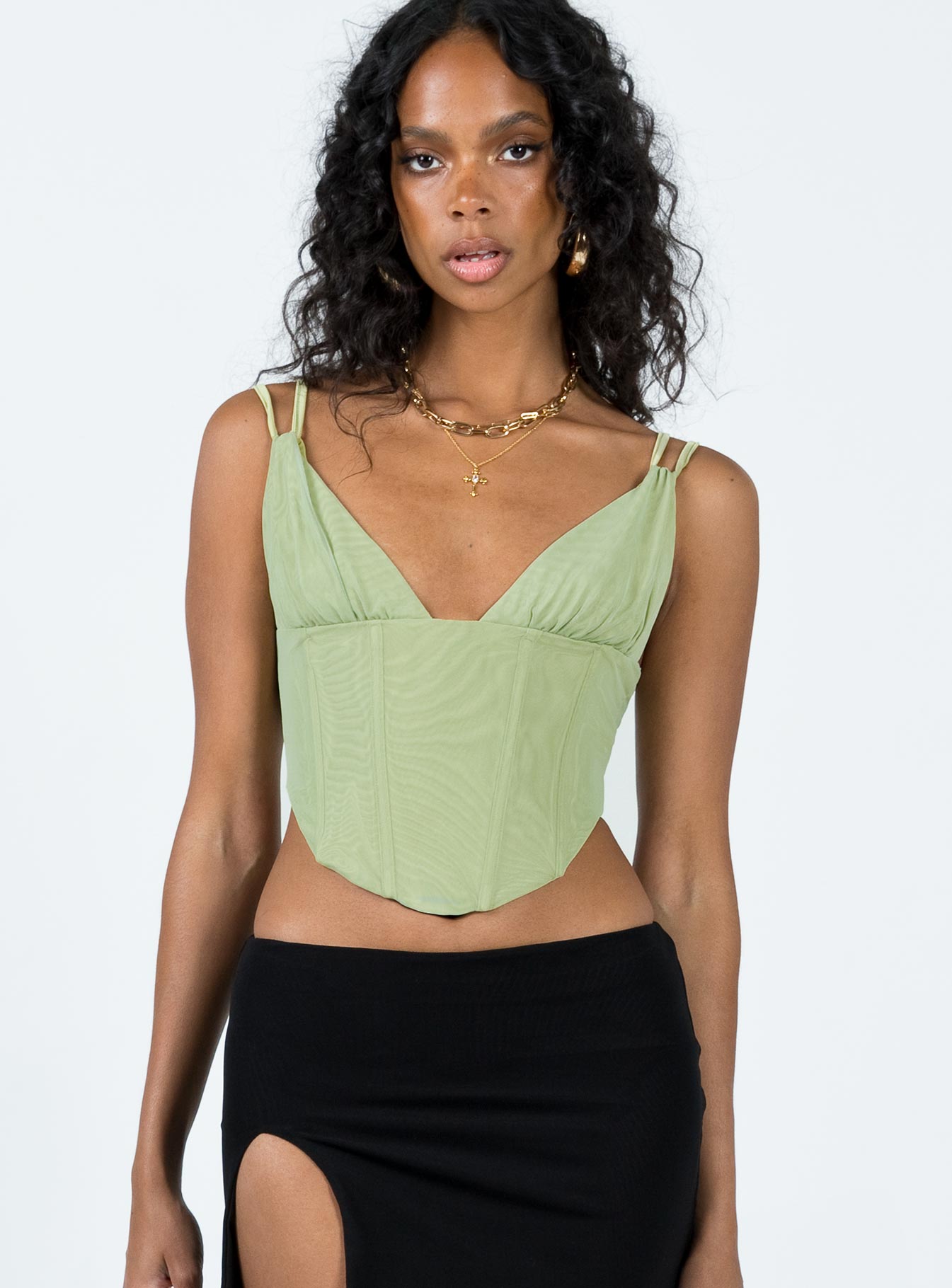 product Princess Polly Sleeveless Plunger  Bovelli Top Green