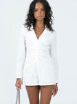 Romper Lapel collar V-neckline Pleated front Zip fastening at front