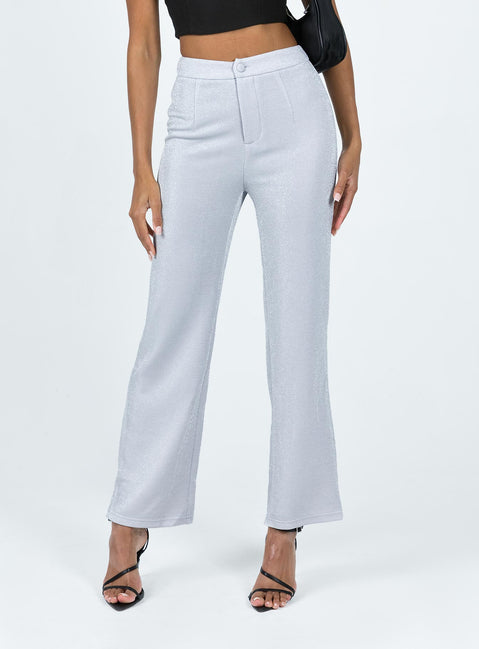 product Princess Polly High Waisted Pants  Croft Pants Silver Glitter