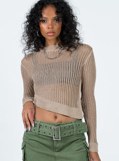 Indianna Sweater Beige Princess Polly  Cropped 