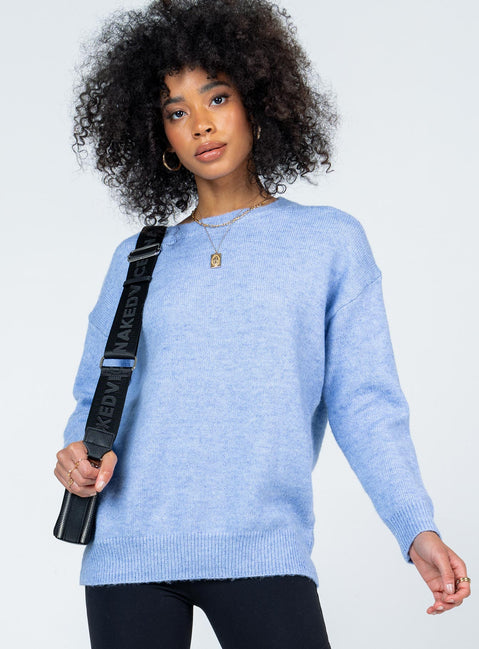 Sweater Oversized fit  Princess Polly Exclusive 48% recycled polyester 30% polyester 19% acrylic 3% spandex Knit material  Rounded neckline  Drop shoulder  Ribbed cuffs & waistband 