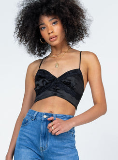 front view of model wearing Princess Polly Willowvale Top Black 