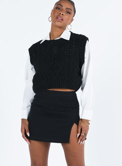 Front view of model wearing  front Lolita Mini Skirt Black Princess Polly  Mini Skirts 