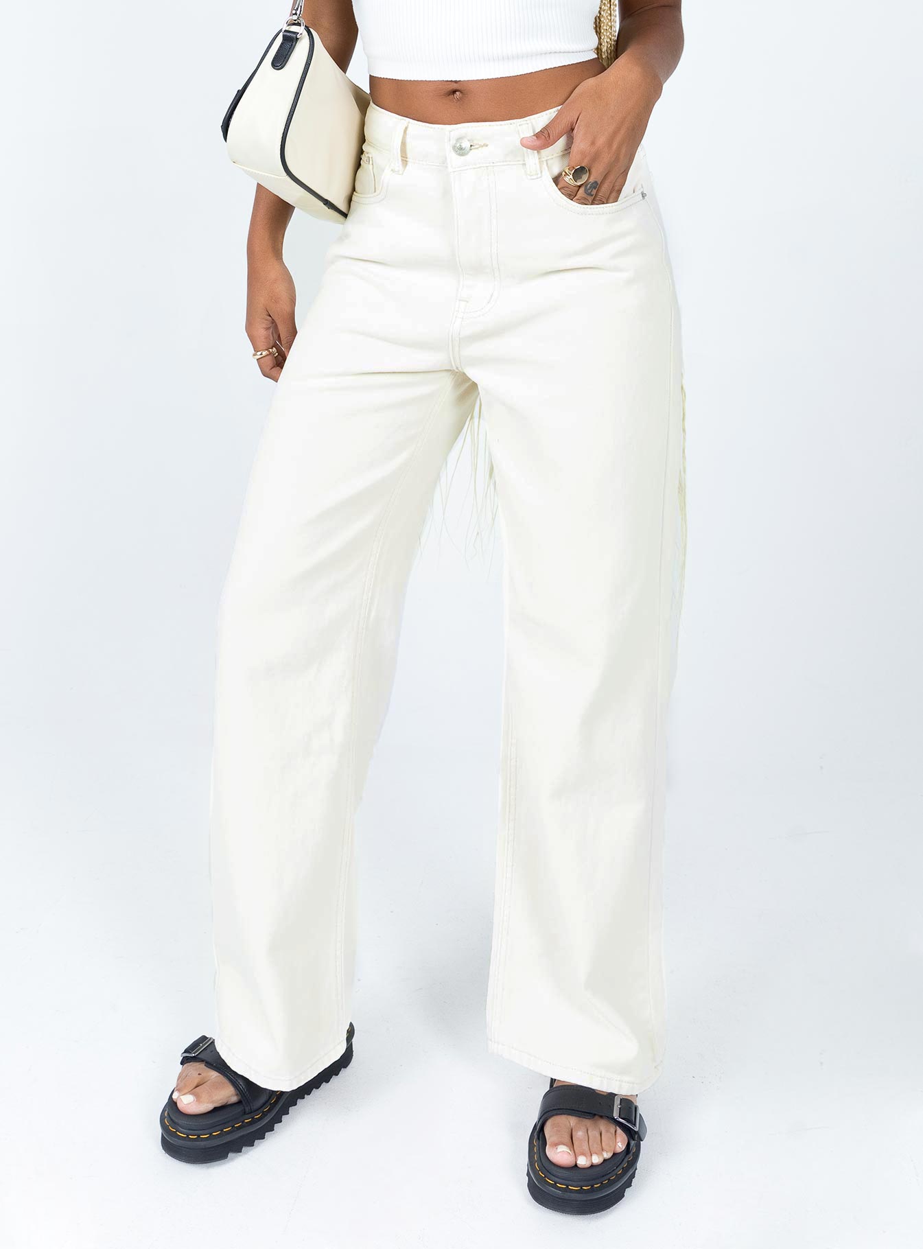 product Princess Polly Mid Rise  Hailie Denim Jeans Cream