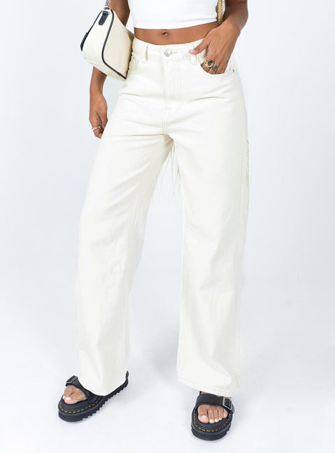 product Princess Polly Mid Rise  Hailie Denim Jeans Cream