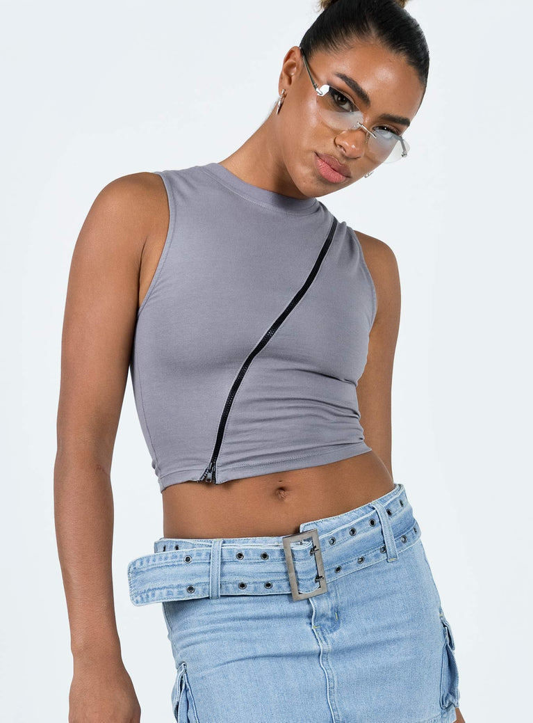 product Princess Polly Sleeveless Crew Neck  Motel Mozi Top Grey