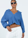 Quinten Sweater Blue Princess Polly  Cropped 
