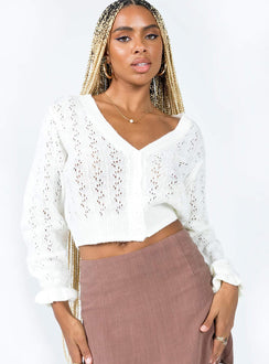 Lyric Cropped Cardigan White Cropped 