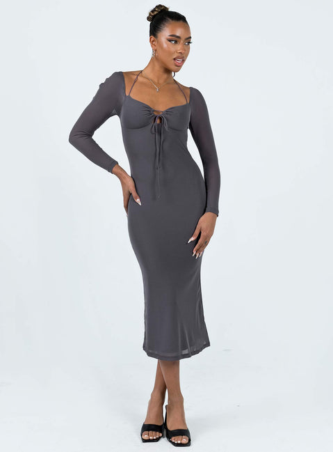 product Princess Polly Crew Neck  Fowlers Long Sleeve Midi Dress Slate