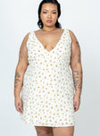 product Princess Polly Crew Neck  Nellie Mini Dress White / Yellow Floral Curve