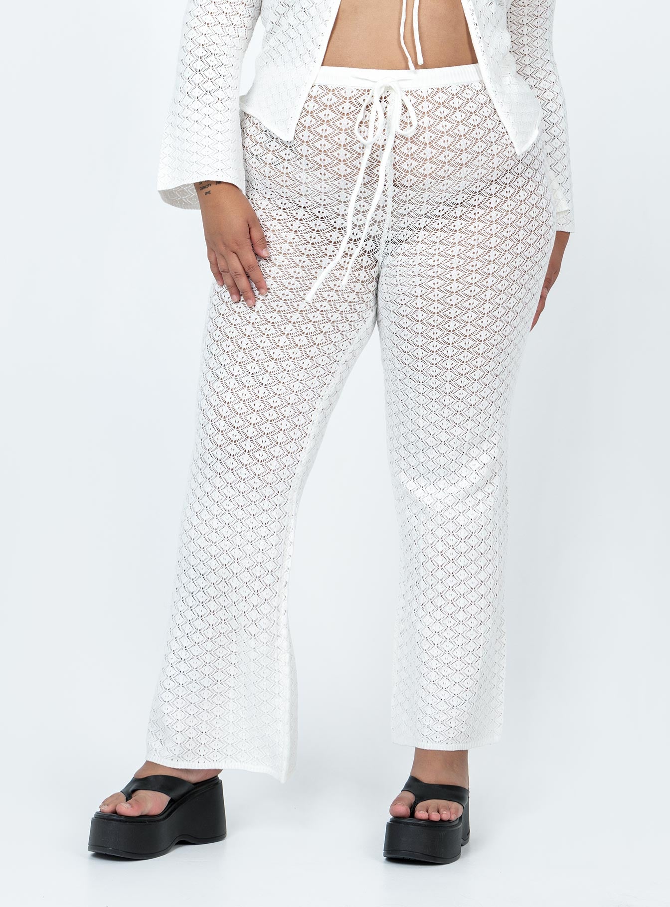 White sales crochet pants