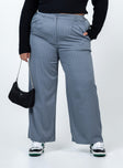 Front view of model wearing  front Princess Polly  Archer Pants Pinstripe Grey Curve