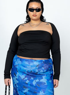product Princess Polly Full Sleeves Square Neck  Deandra Top Black Curve