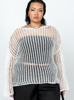 front view of model wearing Princess Polly The Kennedy Sweater White Curve regular 