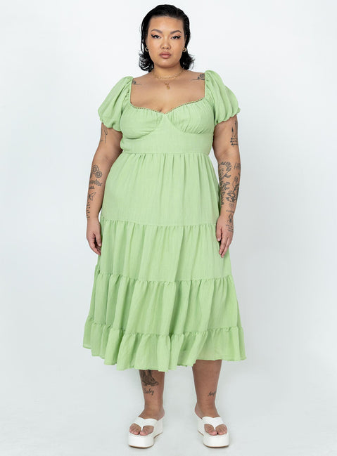product Princess Polly Asymmetric Neckline  Danny Midi Dress Green Curve