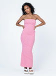 front view of model wearing Princess Polly Oscar Midi Dress Pink Square Neck 