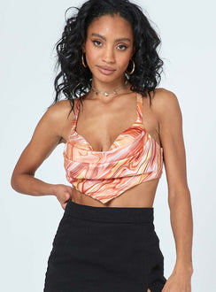 front view of model wearing Princess Polly Gracen Top Orange 