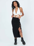   front view of model wearing Princess Polly Ariel Knit Midi Skirt Black 