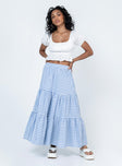   front view of model wearing Princess Polly Hale Midi Skirt Blue Maxi 