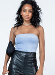 front view of model wearing Princess Polly Carla Bodysuit Blue Glitter Sleeveless straight 