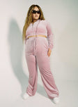 product Princess Polly High Waisted Pants  Velour Track Pant Pink Curve