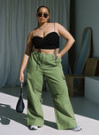 product Princess Polly High Waisted Pants  Snatched Mid Rise Cargo Pants Green Curve