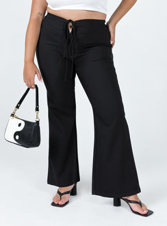 back view of model wearing Princess Polly Lovey Pants Black Curve 