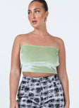 front view of model wearing Princess Polly Tinsley Top Green 