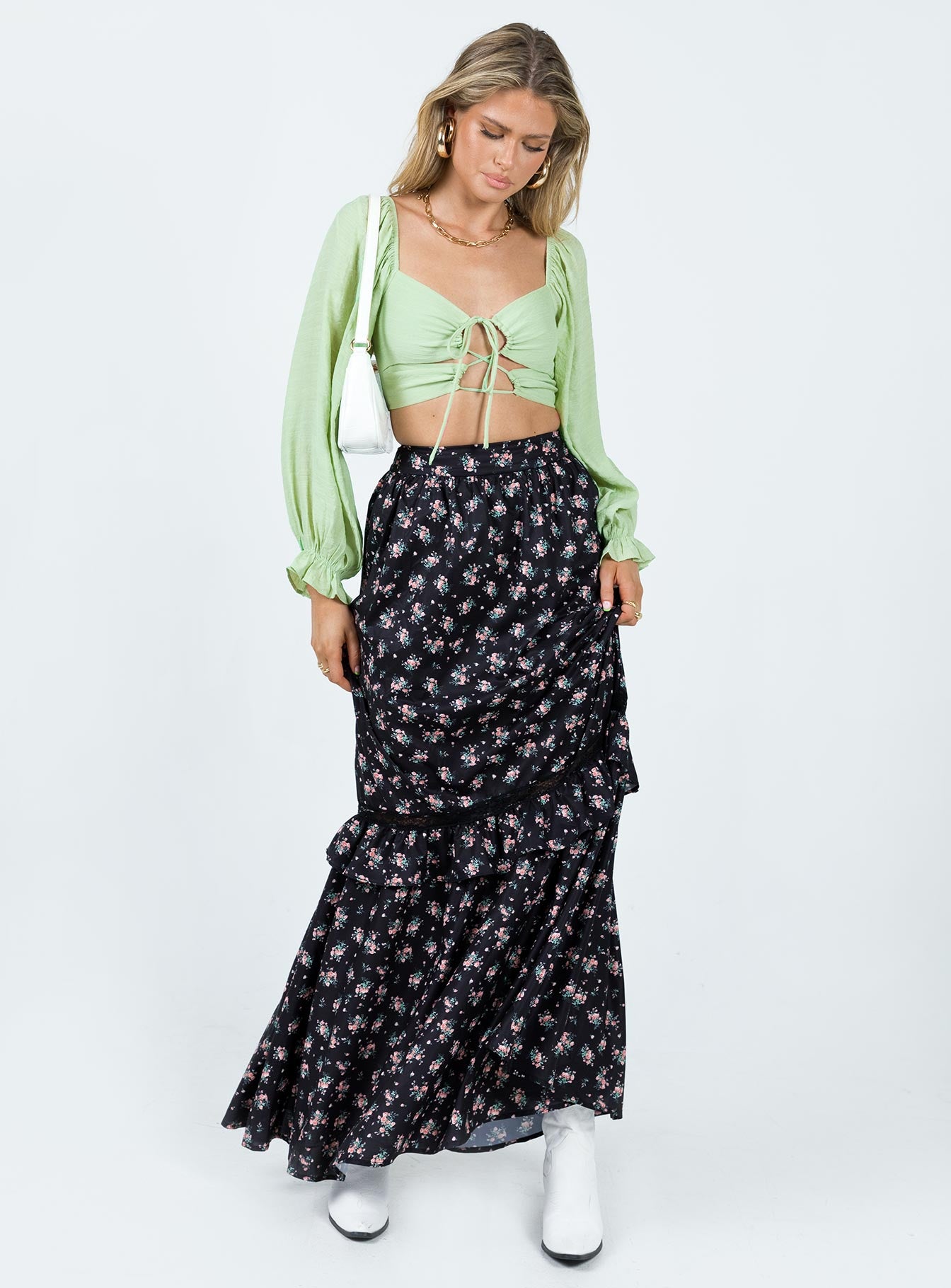 Black floral clearance maxi skirt uk