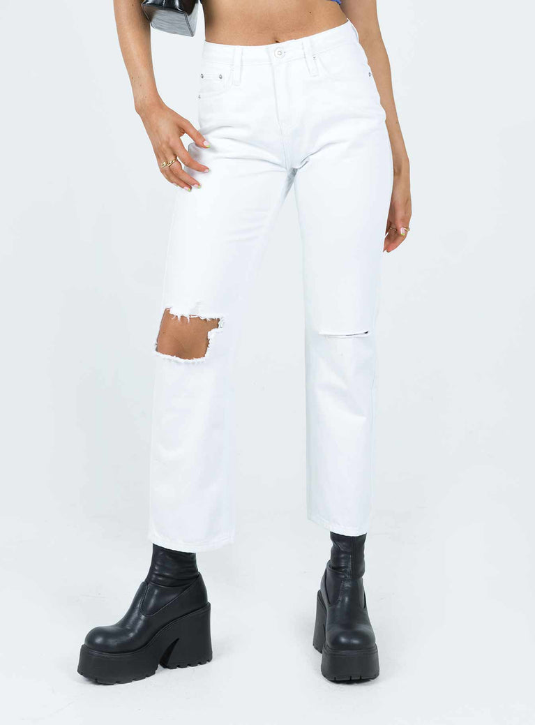 product Princess Polly High Waisted  Fairmount Straight Leg Jean White