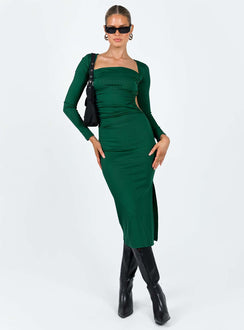 product Princess Polly Crew Neck  Esplin Long Sleeve Midi Dress Green