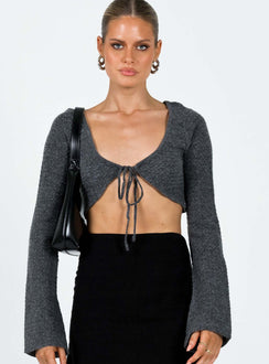 product Princess Polly Full Sleeves Full Sleeves Scoop Neck Scoop Neck  Carmel Bolero Top Charcoal