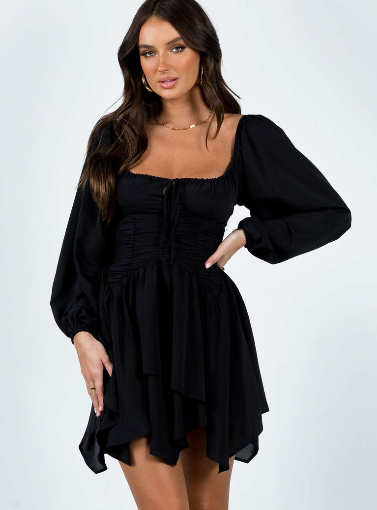 product Princess Polly High Neck High Neck  Barrett Long Sleeve Mini Dress Black