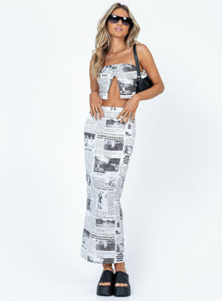 back view of model wearing Princess Polly Morning Story Midi Skirt White Maxi 