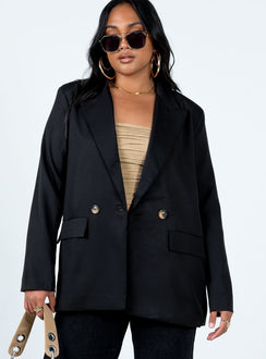 Blazer Lapel collar Button fastening Twin hip pockets Four button cuff