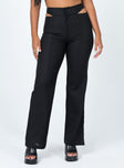 front view of model wearing Princess Polly Alexia Wide Leg Pants Black 