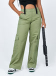 Princess Polly   Luna Mid Rise Cargo Pants Green