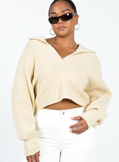 Quinten Sweater Cream Princess Polly  Cropped 