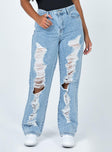 front view of model wearing Princess Polly Nugal Ripped Denim Jeans Mid Rise 