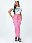   front view of model wearing Princess Polly Ariel Midi Skirt Pink 