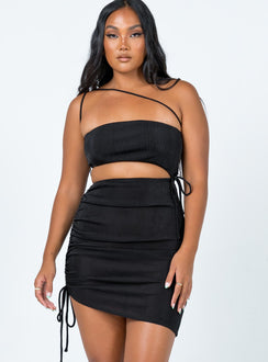 front view of model wearing Princess Polly Imelda Mini Dress Black 