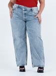 product Princess Polly Mid Rise  Holly Asymmetric Straight Leg Jean Light Wash Denim Curve