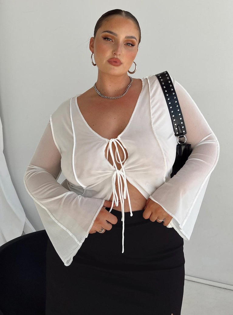 product Princess Polly Full Sleeves Scoop Neck  Mereba Long Sleeve Top White Curve