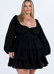 product Princess Polly Crew Neck  Danny Long Sleeve Mini Dress Black Curve