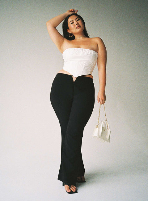 front view of model wearing Princess Polly Lovey Pants Black Curve 