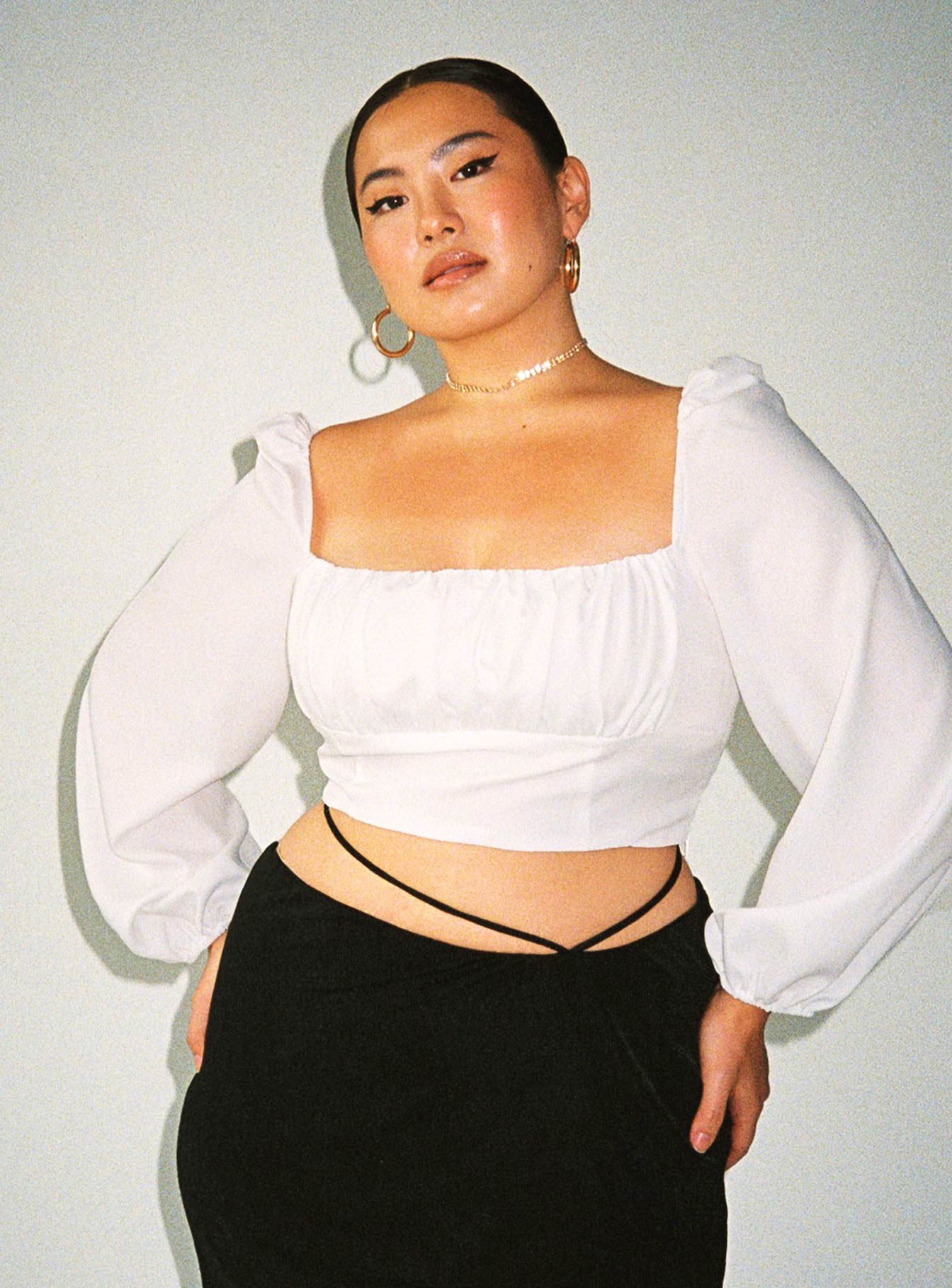 product Princess Polly Sleeveless Square Neck  Ariah Long Sleeve Top White Curve Eco